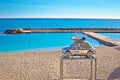 Monte Carlo beach and Fiat 500 sculpture in metal color view