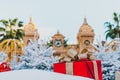 Monte Carlo Casino in Monaco Cote de Azur, Europe. View of Grand Theatre, office of Les Ballets de Monte Carlo in winter. white Ch Royalty Free Stock Photo