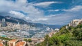 Monte Carlo city aerial panorama timelapse. View of luxury yachts and apartments in harbor of Monaco, Cote d'Azur. Royalty Free Stock Photo