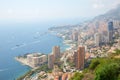 Monte Carlo, high angle city and bay view with mist in a sunny morning in Monaco Royalty Free Stock Photo