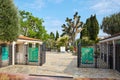 The exotic garden entrance, botanical garden open gate in a sunny summer day in Monte Carlo Royalty Free Stock Photo