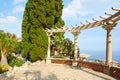 The exotic garden terrace with sea view and succulent plants in a sunny summer day in Monte Carlo, Monaco