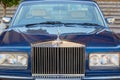 Rolls Royce luxury blue car frontal view in a summer day in Monte Carlo, Monaco