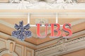 Ubs bank sign on ancient building in Monte Carlo, Monaco Royalty Free Stock Photo