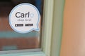 Carlo shop local apn contact less electron pay contactless phone payment sign text and brand