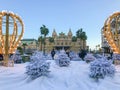 Christmas trees and fake snow at Casino Square, Monte Carlo, Monaco