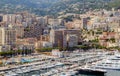 Monte Carlo, Monaco, French Riviera. Aerial panoramic view of the bay and the city. Royalty Free Stock Photo