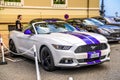 MONTE-CARLO, MONACO - JUN 2017: white purple FORD MUSTANG VI in La Condamine, Monte-Carlo, Monaco, Cote d `Azur, French Riviera