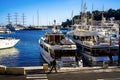 Monte Carlo, Monaco 29.11.2020 Sailing boats yachts and modern vessels in port on seascape background Royalty Free Stock Photo