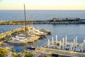 Monte Carlo, Monaco 29.11.2020 Sailing boats yachts and modern vessels in port on seascape background Royalty Free Stock Photo