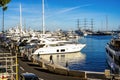 Monte Carlo, Monaco 29.11.2020 Sailing boats yachts and modern vessels in port on seascape background Royalty Free Stock Photo