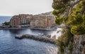 Monte Carlo, Monaco, 10/05/2019: View of the marina and luxury houses in the rich European city on the Cote d`Azur Royalty Free Stock Photo