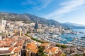 Monte Carlo - panoramic view of the city. Monaco port and skyline Royalty Free Stock Photo