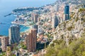 Monte Carlo - panoramic view of the city. Monaco port and skyline Royalty Free Stock Photo