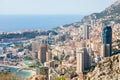 Monte Carlo - panoramic view of the city. Monaco port and skyline Royalty Free Stock Photo