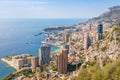 Monte Carlo - panoramic view of the city. Monaco port and skyline Royalty Free Stock Photo