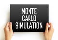 Monte Carlo Simulation Method - mathematical technique that allows people to quantitatively account for risk in forecasting and Royalty Free Stock Photo