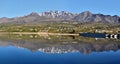 Monte Cinto Massif reflecting in Calacuccia Lake Royalty Free Stock Photo