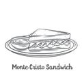 Monte Cristo Sandwich outline icon.