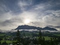 Monte croce cross mountain in dolomites badia valley panorama