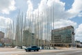 HAVANA, CUBA - OCTOBER 23, 2017: Monte de las Banderas Square in Havana and Embassy of the United States of America in Background