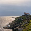 The Monte Louro Lighthouse at the Punta Carreiro in Galicia Royalty Free Stock Photo