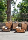 Monte, Madeira, Portugal - Sep 14, 2019: Wicker Basket Sledges. Historical mean of transport between Monte and Funchal, now ride