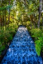 Monte Palace - Tropical Garden with Waterfalls, Lakes and traditional buildings above the city of Funchal - popular tourist Royalty Free Stock Photo