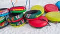 Monte Pora, Italy. Colorful rubber or plastic ski ring to slide on the snow. Fun in the winter season