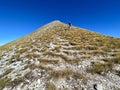 MONTE PORCHE, ITALY - SEPTEMBER 30, 2023: View of the high peak of Mount Porche in the park of Monti Sibillini