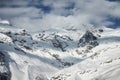 Monte Rosa glacier from Gressoney, Italy. Winter mountain landscape. Royalty Free Stock Photo