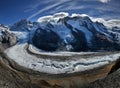 Monte Rosa landscape of alpine glacier and Dufourspitze highest Royalty Free Stock Photo