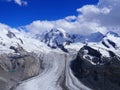 Monte Rosa, landscape of alpine glacier and Dufourspitze highest mount in swiss Alps at SWITZERLAND Royalty Free Stock Photo