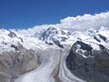 Monte Rosa massif in alpine mountain range seen from Gornergrat in Switzerland Royalty Free Stock Photo
