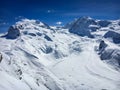 Monte Rosa massif with Dufourspitze, Gorner glacier and Liskamm Royalty Free Stock Photo