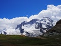 Monte Rosa massif, landscape of alpine mountains range in swiss Alps at SWITZERLAND Royalty Free Stock Photo