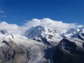 The Monte Rosa mountain massif near Zermatt on the border between Italy and Switzerland Royalty Free Stock Photo