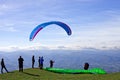 Monte San Vicino, Italy - November 1, 2020: Paragliding in the mountains