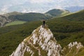 MONTE SIRENTE, ITALY - SEPTEMBER 10, 2022: Panoramic view from Monte Sirente with green and wild forest in Abruzzo during summer d Royalty Free Stock Photo