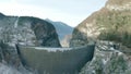 MONTE TOC, ITALY - DECEMBER 23, 2018. Aerial view of infamous Vajont Dam, the place of disaster on 9 October 1963