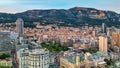 Montecarlo. Aerial view of Monaco skyline at sunset Royalty Free Stock Photo