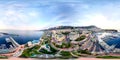 Montecarlo. Aerial view of Monaco skyline at sunset. 360 degrees spherical images Royalty Free Stock Photo