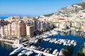 Montecarlo, Monaco - panoramic view of the Fontvielle port with blue sky and sea