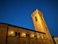 Montelupone town, Marche region, Italy. Medieval buildings and tower Royalty Free Stock Photo