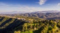 Montemonaco and Sibillini mountains from above Royalty Free Stock Photo