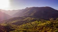 Montemonaco and Sibillini mountains from above Royalty Free Stock Photo