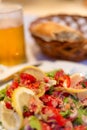 Montenegrin fresh mixed tomato salad with lemon and herbs,Podgorica,Montenegro