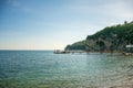 Tourists jumping into the Adriatic Sea from the pier. Royalty Free Stock Photo