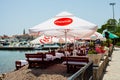 Montenegro. Budva. Nature the sea and the cafe.