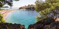 Panorama overlooking the island of St. Stephen, elite beach and the bay with turquoise water